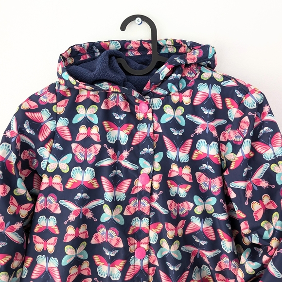 Carter's Butterfly Fleece Raincoat Fall Jacket Size 8 - Picture 2 of 9